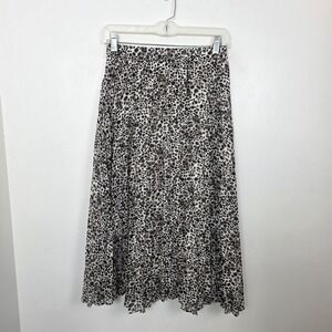 A New Day White Black Spot Print Pleated Whimsygoth Midi Skirt Size Small